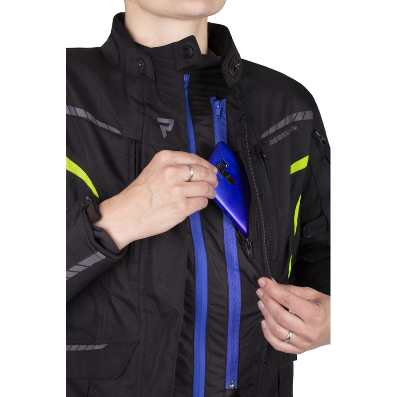 Dámská moto bunda Rebelhorn Hiker III černo-fluo žlutá výprodej