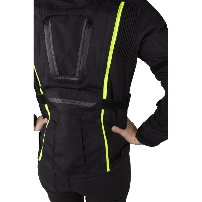 Dámská moto bunda Rebelhorn Hiker III černo-fluo žlutá výprodej