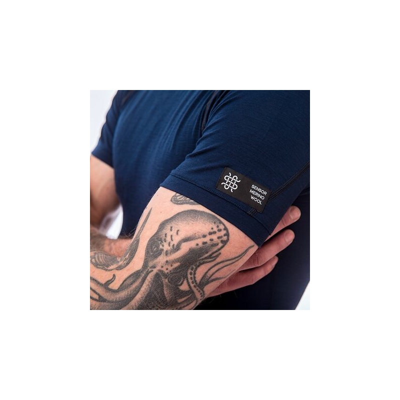 Pánské triko Sensor Merino Active tmavě modré - krátký rukáv výprodej