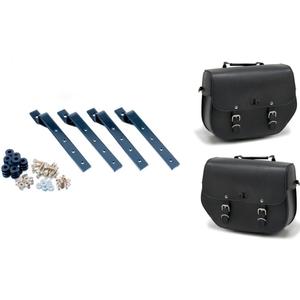 Kožené sedlové brašny CUSTOMACCES SANT LOUIS APS003N černý set, with metal base and fitting kit set