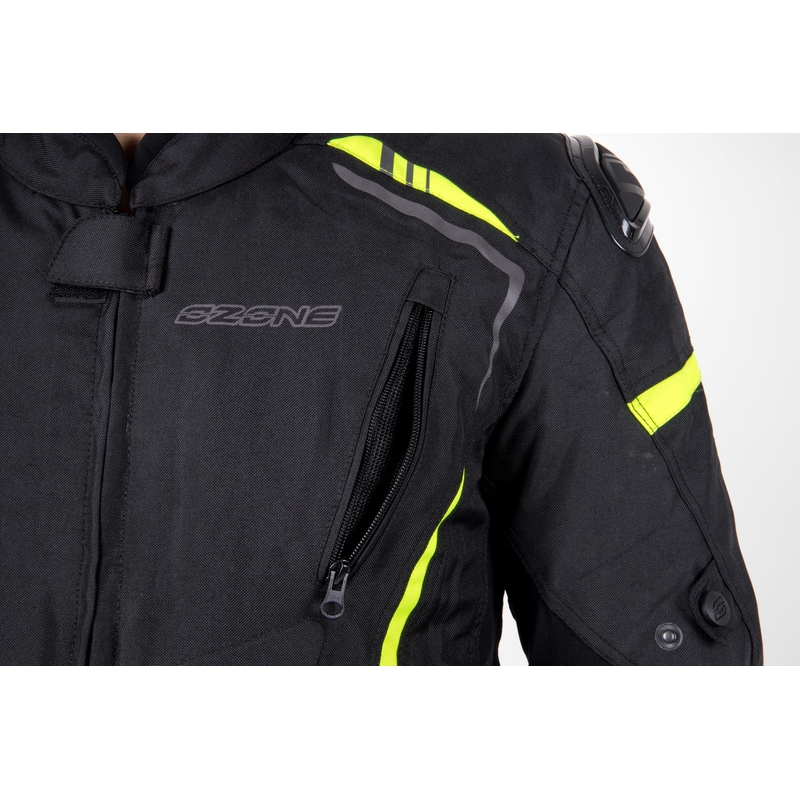Bunda na motorku Ozone Pulse černo-fluo žlutá