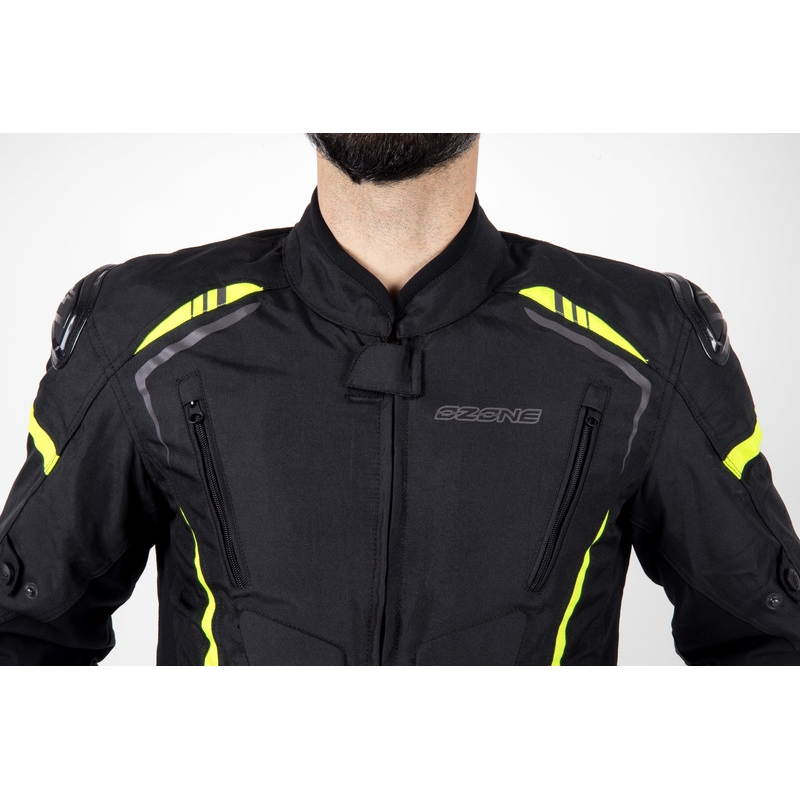 Bunda na motorku Ozone Pulse černo-fluo žlutá