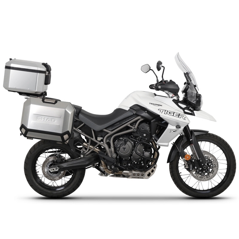 Kompletní sada hliníkových kufrů SHAD TERRA, 37L topcase   36L/47L boční kufry, včetně montážní sady a plotny SHAD TRIUMPH Tiger 800