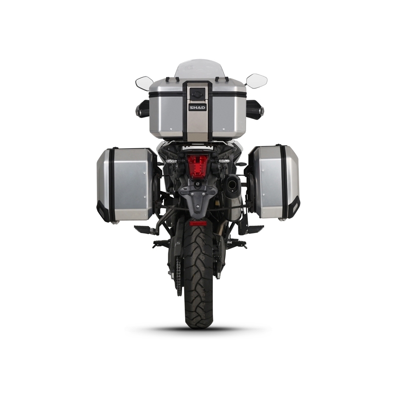 Kompletní sada hliníkových kufrů SHAD TERRA, 48L topcase   36L/47L boční kufry, včetně montážní sady a plotny SHAD TRIUMPH Tiger 800