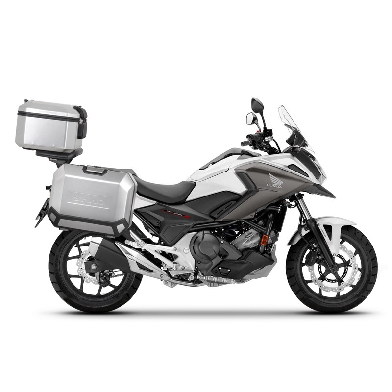 Kompletní sada hliníkových kufrů SHAD TERRA, 48L topcase 36L/36L boční kufry, včetně montážní sady a plotny SHAD HONDA NC 750 X