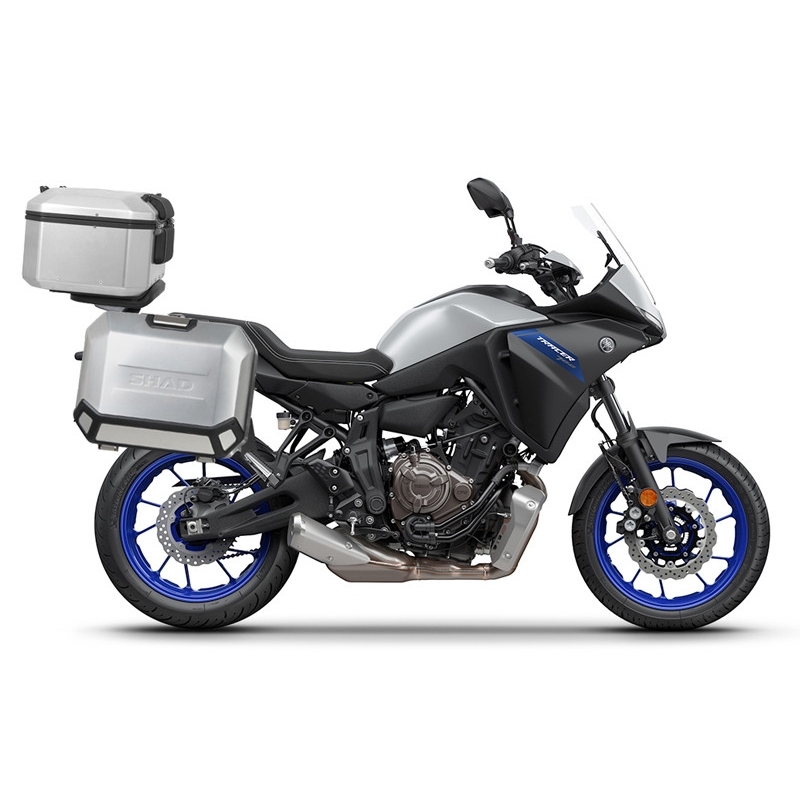 Kompletní sada hliníkových kufrů SHAD TERRA, 48L topcase 36L/36L boční kufry, včetně montážní sady a plotny SHAD YAMAHA MT-07 Tracer / Tracer 700