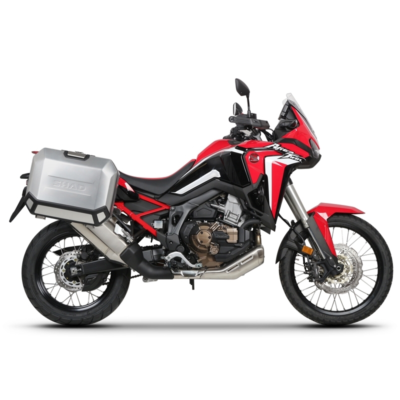 Kompletní sada bočních černých hliníkových kufrů SHAD TERRA BLACK 36L/47L , včetně montážní sady SHAD HONDA CRF 1100 Africa Twin