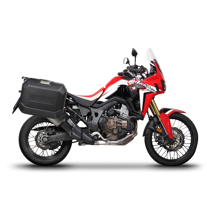 Kompletní sada bočních černých hliníkových kufrů SHAD TERRA BLACK 36L/47L , včetně montážní sady SHAD HONDA CRF 1000  Africa Twin