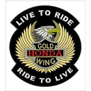 Nášivka Live to Ride Gold Wing - velká