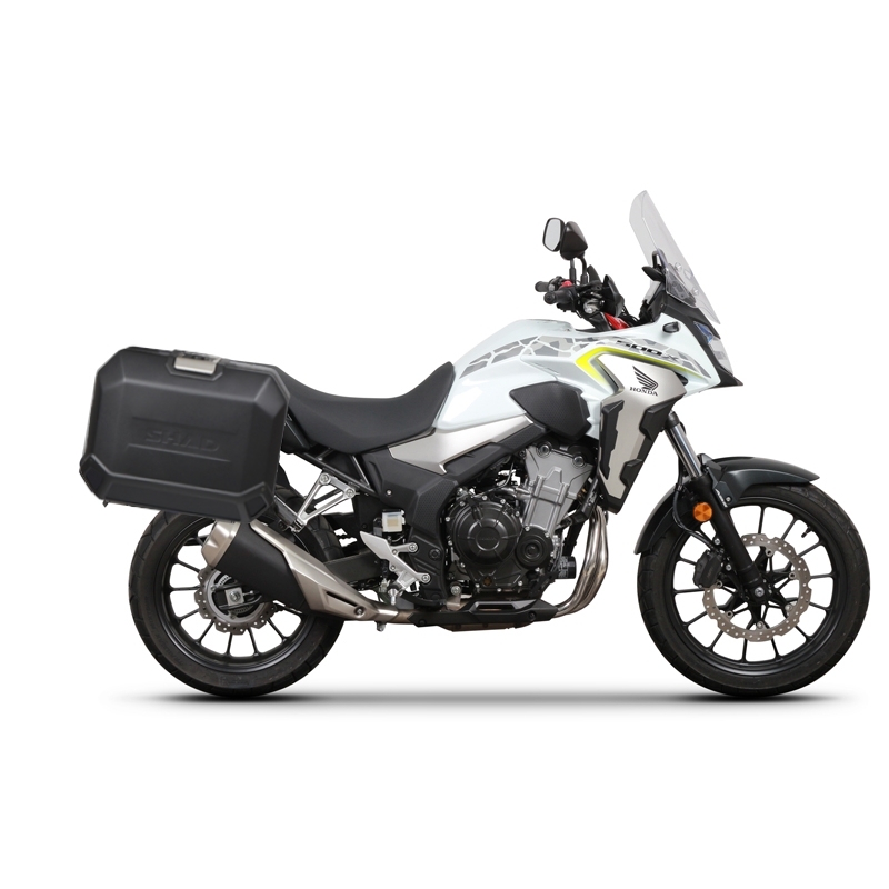 Kompletní sada bočních černých hliníkových kufrů SHAD TERRA BLACK 47L/47L , včetně montážní sady SHAD HONDA CB 500 X