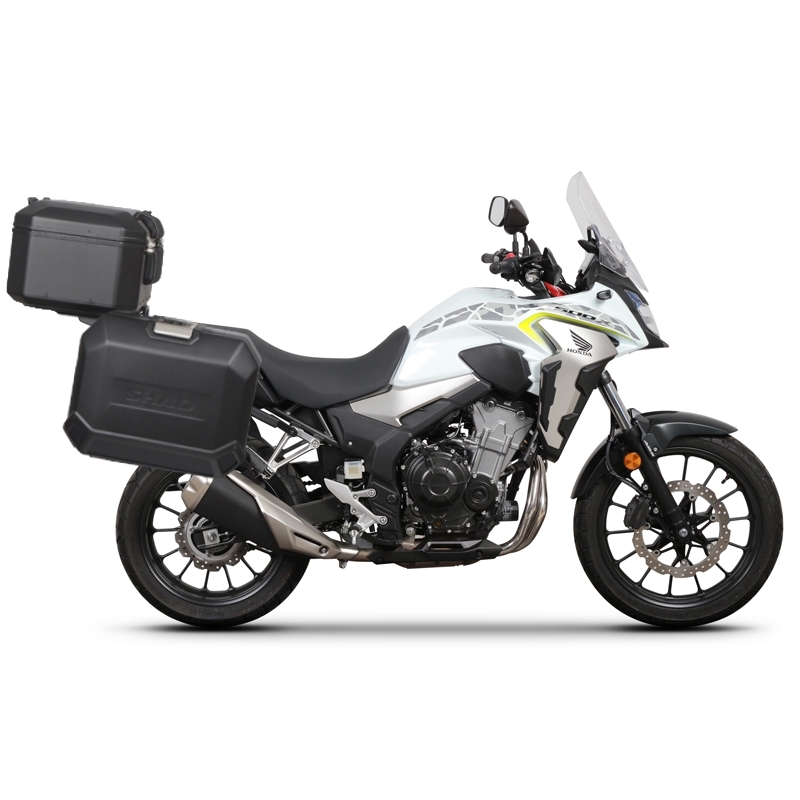 Kompletní sada černých hliníkových kufrů SHAD TERRA BLACK , 37L topcase 47L/47L boční kufry, včetně montážní sady a plotny SHAD HONDA CB 500 X