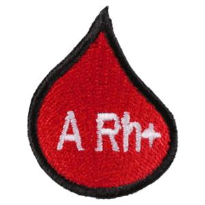 Nášivka s krevní skupinou kapka A Rh+