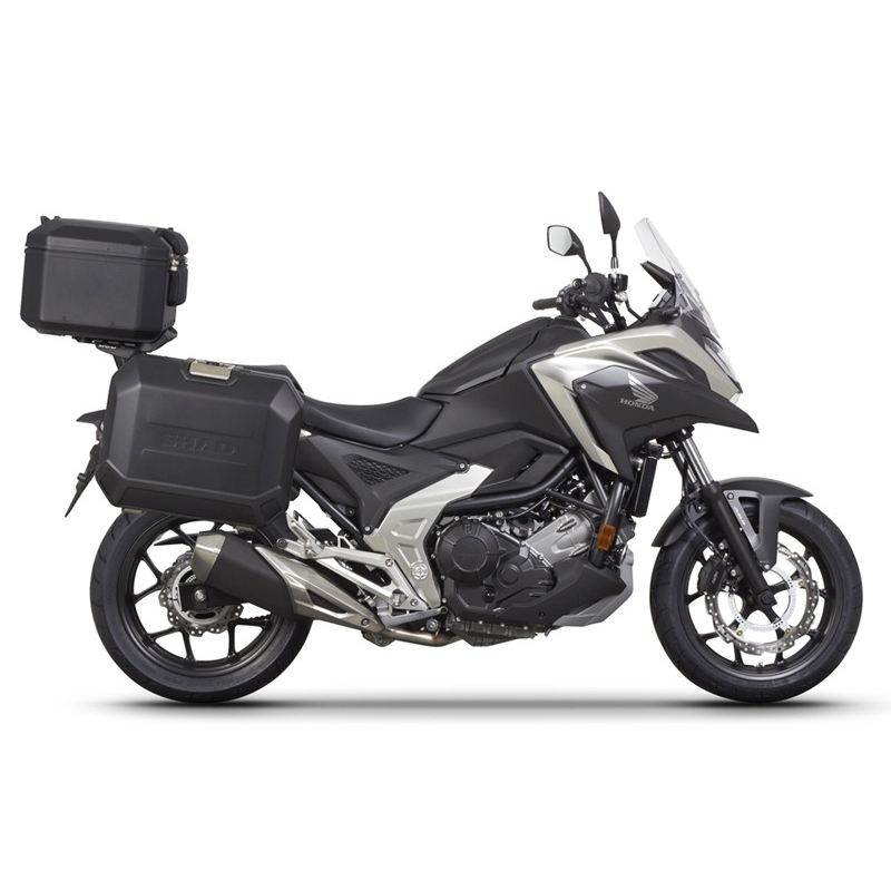 Kompletní sada černých hliníkových kufrů SHAD TERRA BLACK , 37L topcase 47L/47L boční kufry, včetně montážní sady a plotny SHAD HONDA NC 750 X 2021-
