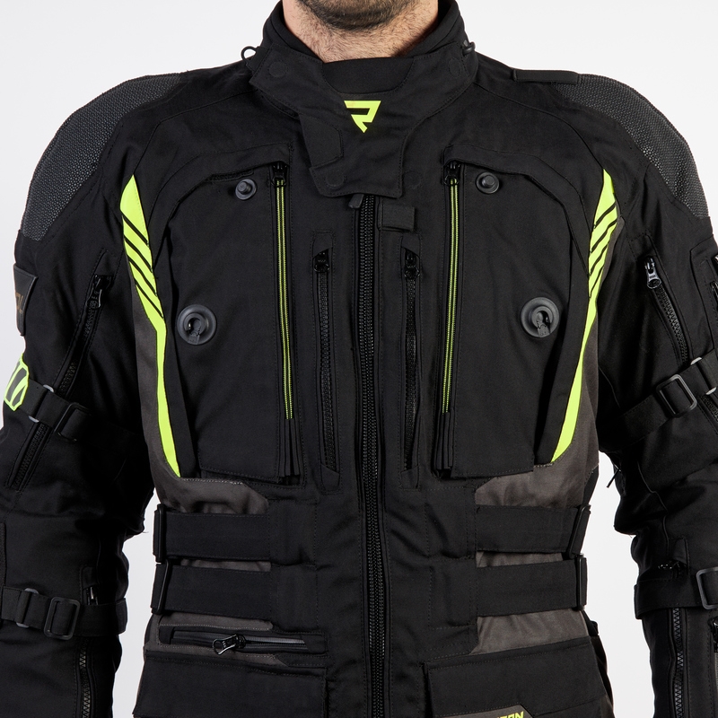 Bunda na motorku Rebelhorn Patrol černo-šedo-fluo žlutá