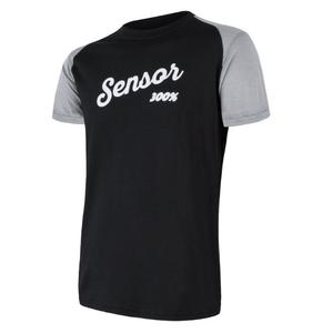 Pánské triko Sensor Merino Active PT Logo černo-šedé výprodej