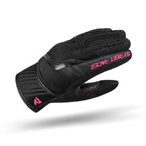 Dámské rukavice na motorku Street Racer Stunt černo-růžové