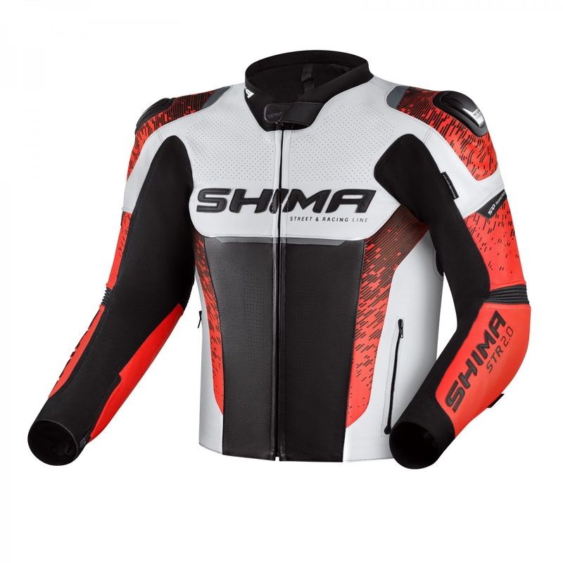 Bunda na motorku Shima STR 2.0 černo-bílo-fluo červená