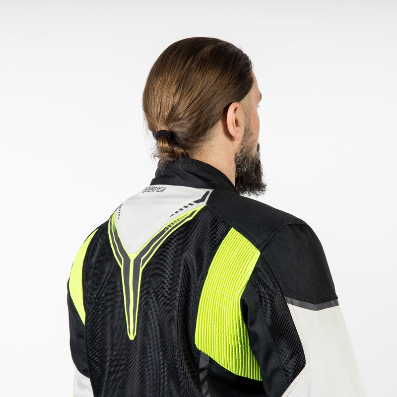 Bunda na motorku Ozone Flow černo-šedo-fluo žlutá výprodej