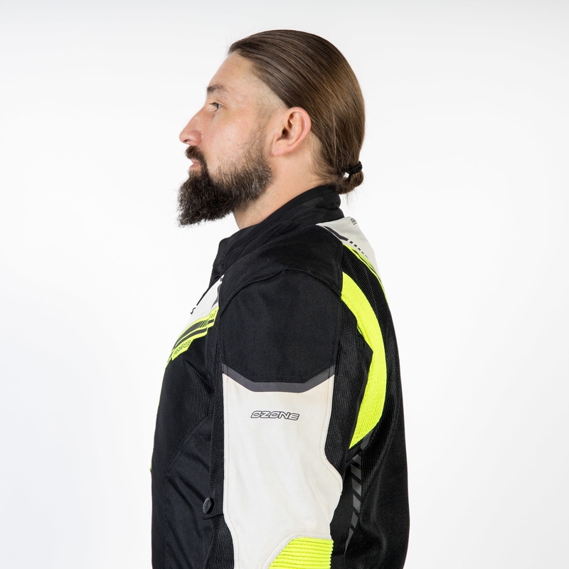 Bunda na motorku Ozone Flow černo-šedo-fluo žlutá výprodej