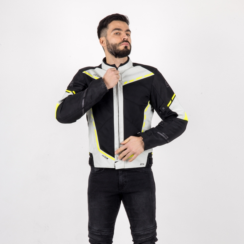 Moto bunda Ozone Jet II šedo-černo-fluo žlutá výprodej