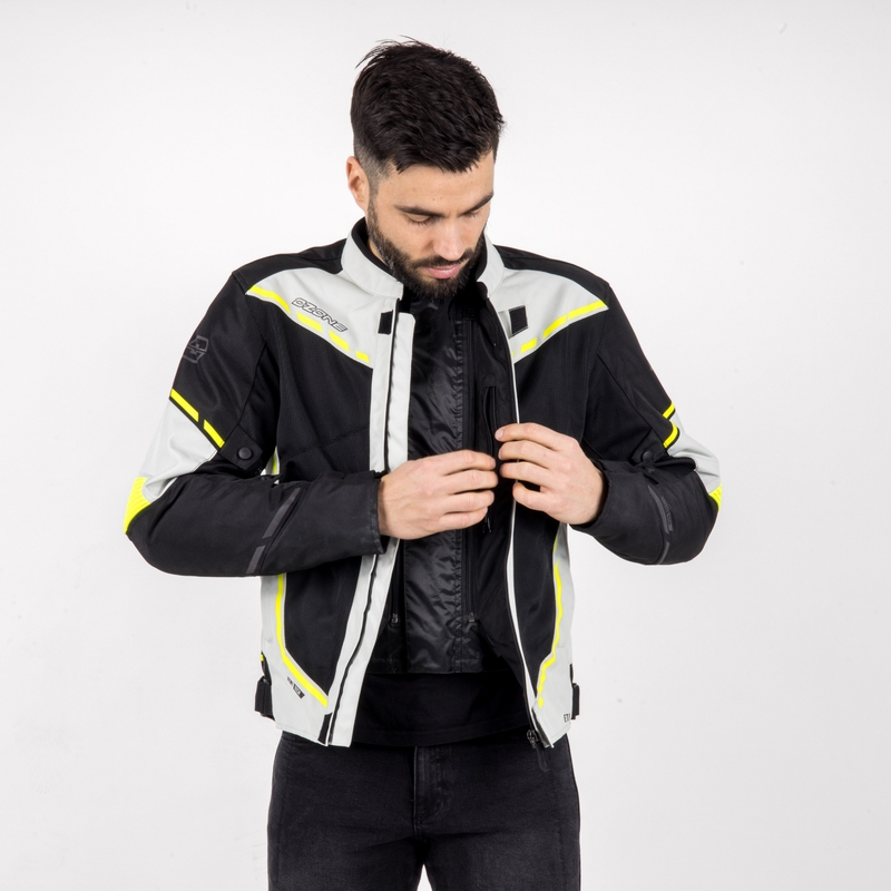 Moto bunda Ozone Jet II šedo-černo-fluo žlutá výprodej