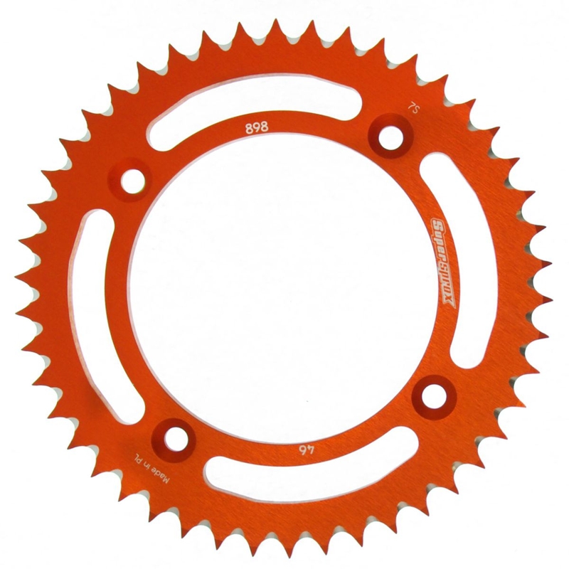 Hliníková řetězová rozeta SUPERSPROX oranžová 46 zubů, 428