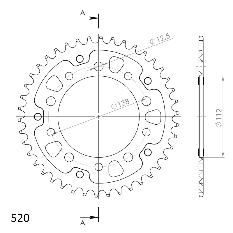Rozeta SUPERSPROX STEALTH zlatá 43 zubů, 520