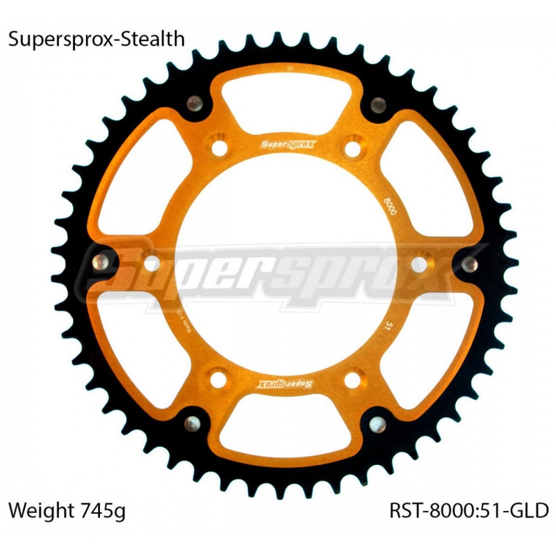 Řetězová rozeta SUPERSPROX STEALTH zlatá 51 zubů, 520
