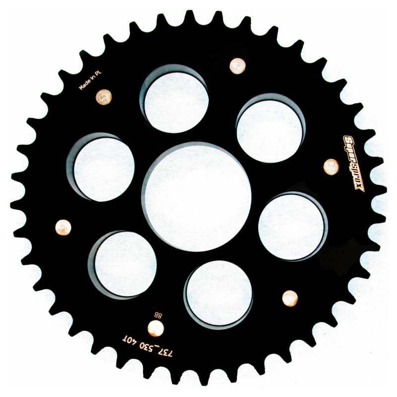 Řetězová rozeta STEALTH s hliníkovým unašečem SUPERSPROX STEALTH with alloy disc černá 40 zubů, 520