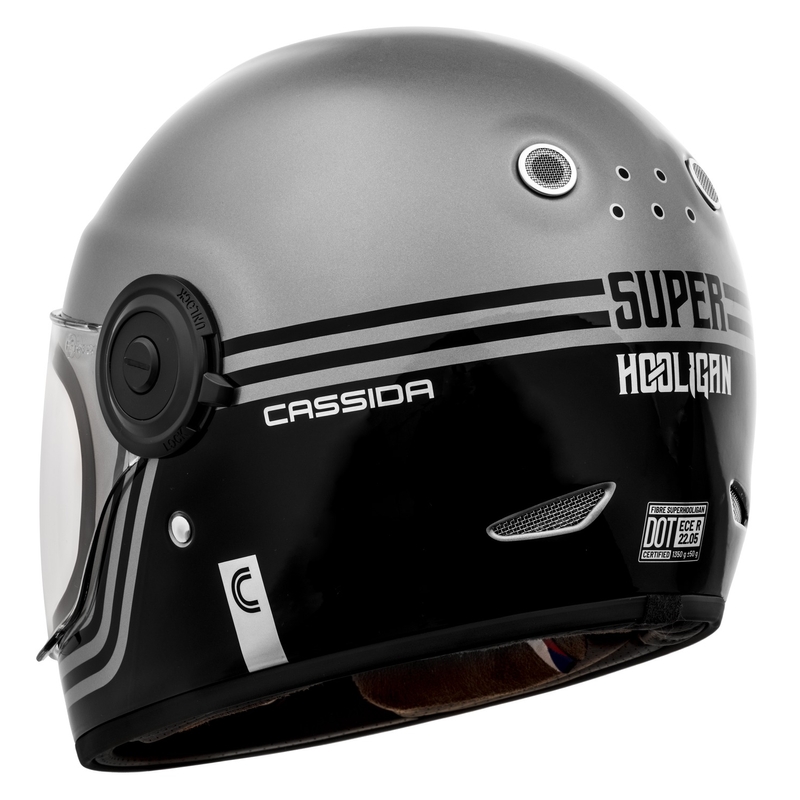 Integrální přilba na motorku Cassida Fibre Super Hooligan černo-šedá