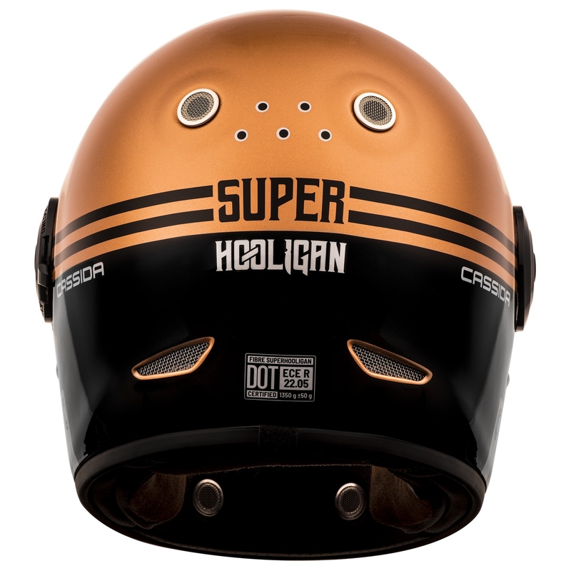 Integrální přilba na motorku Cassida Fibre Super Hooligan černo-měděná výprodej
