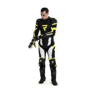 Kombinéza na motorku Rebelhorn Rebel černo-bílo-fluo žlutá výprodej