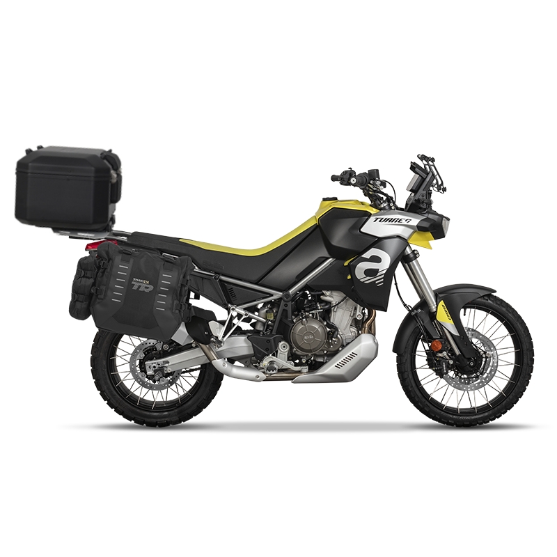 Kompletní sada bočních adventure brašen SHAD TERRA TR40 a  černého hliníkového 55L topcase, včetně montážní sady SHAD Aprilia Tuareg 660