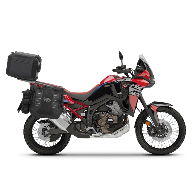 Kompletní sada bočních adventure brašen SHAD TERRA TR40 a  černého hliníkového 55L topcase, včetně montážní sady SHAD HONDA CRF 1100 Africa Twin