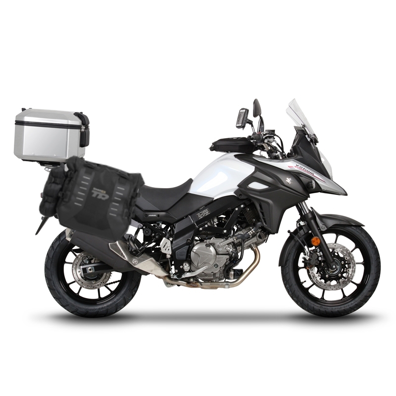 Kompletní sada bočních adventure brašen SHAD TERRA TR40 a hliníkového 37L topcase, včetně montážní sady SHAD SUZUKI DL 650 V-Strom