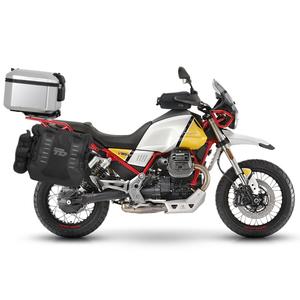 Kompletní sada sedlových brašen SHAD TERRA TR40 a hliníkového 48L topcase, včetně montážní sady SHAD MOTO GUZZI V 85 TT