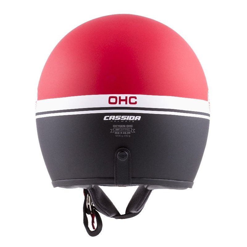 Otevřená přilba na motorku Cassida Oxygen Jawa OHC červeno-černo-bílá