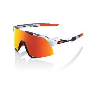 Sluneční brýle 100% S3 Soft Tact Grey Camo oranžovo-černo-bílé (červené chrom sklo)
