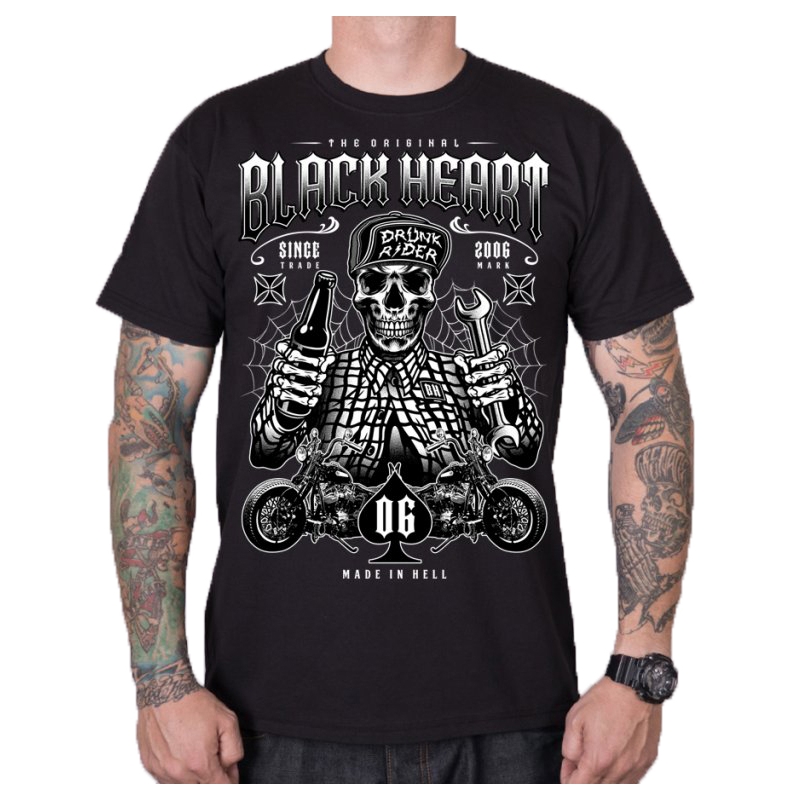 Pánské triko Black Heart Drunk Rider černé