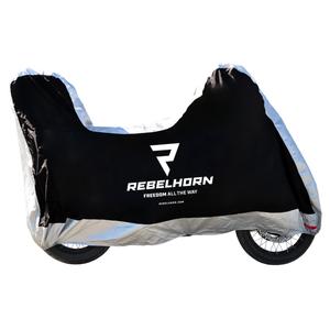 Plachta na motorku s kufrem Rebelhorn Cover II Top Box černo-stříbrná