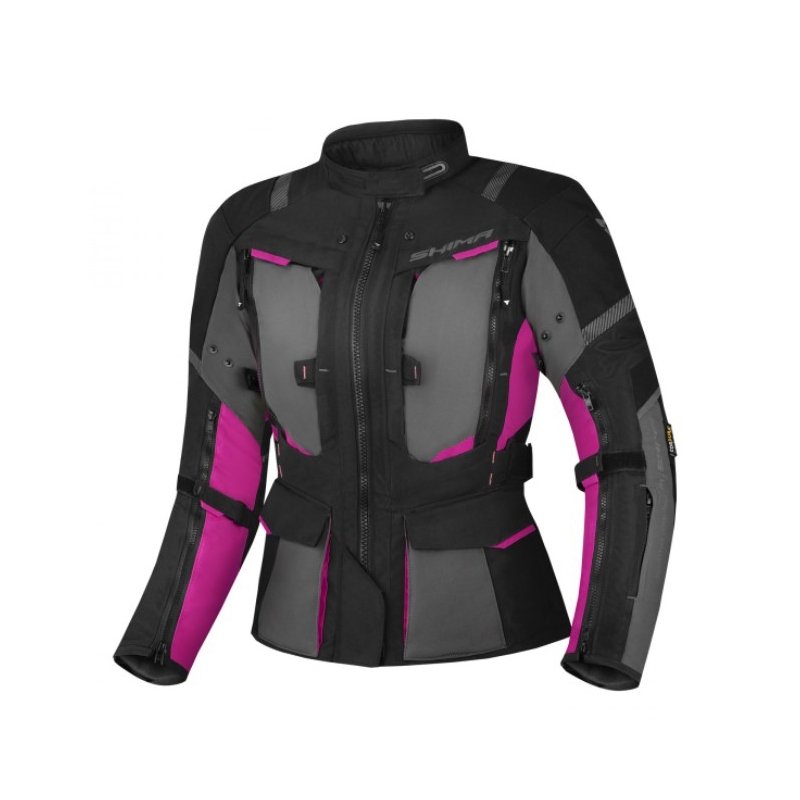 Dámská bunda na motorku Shima Hero 2.0 černo-šedo-růžová