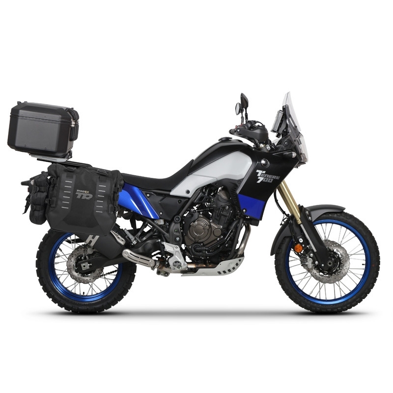 Kompletní sada bočních adventure brašen SHAD TERRA TR40 a  černého hliníkového 55L topcase, včetně montážní sady SHAD YAMAHA Tenere 700 XTZ690
