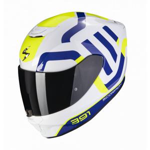 Integrální přilba na motorku Scorpion EXO-391 Arok bílo-modro-neonově žlutá