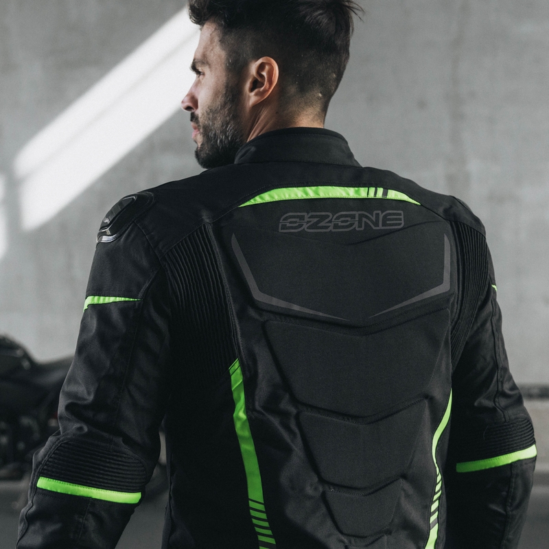 Bunda na motorku Ozone Pulse černo-fluo žlutá