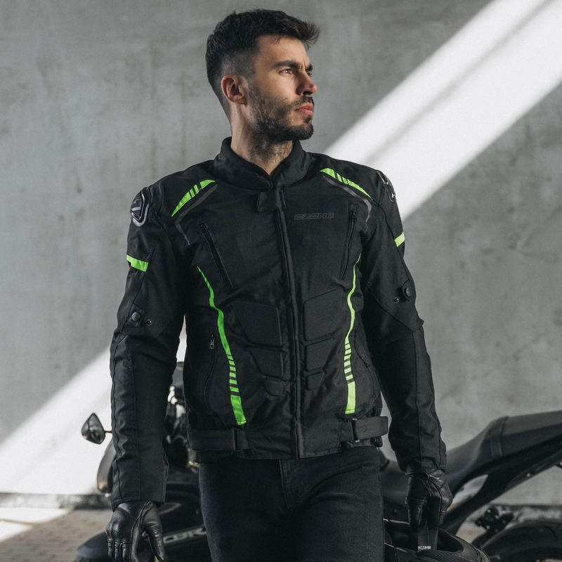 Bunda na motorku Ozone Pulse černo-fluo žlutá