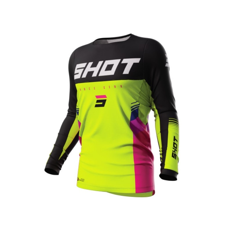 Motokrosový dres Shot Contact Tracer černo-růžovo-fluo žlutý výprodej