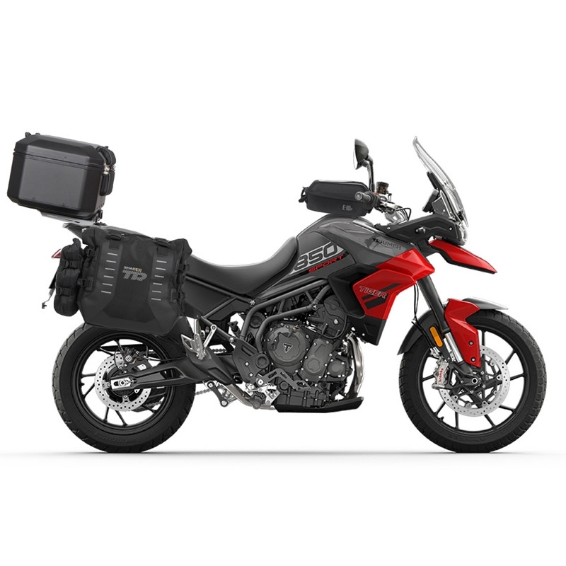 Kompletní sada bočních adventure brašen SHAD TERRA TR40 a  černého hliníkového 37L topcase, včetně montážní sady SHAD TRIUMPH Tiger 900