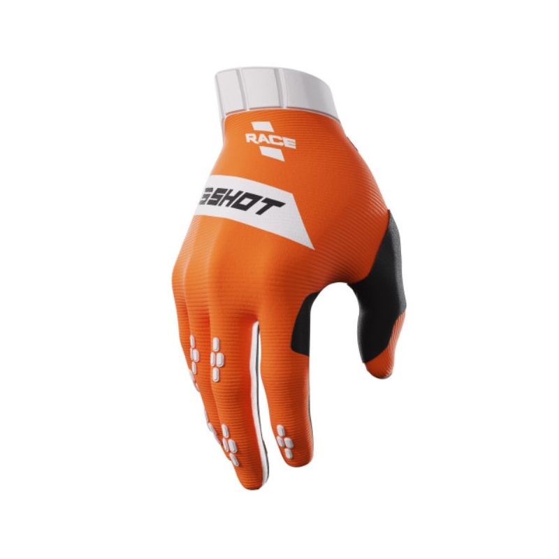 Motokrosové rukavice Shot Race bílo-oranžové