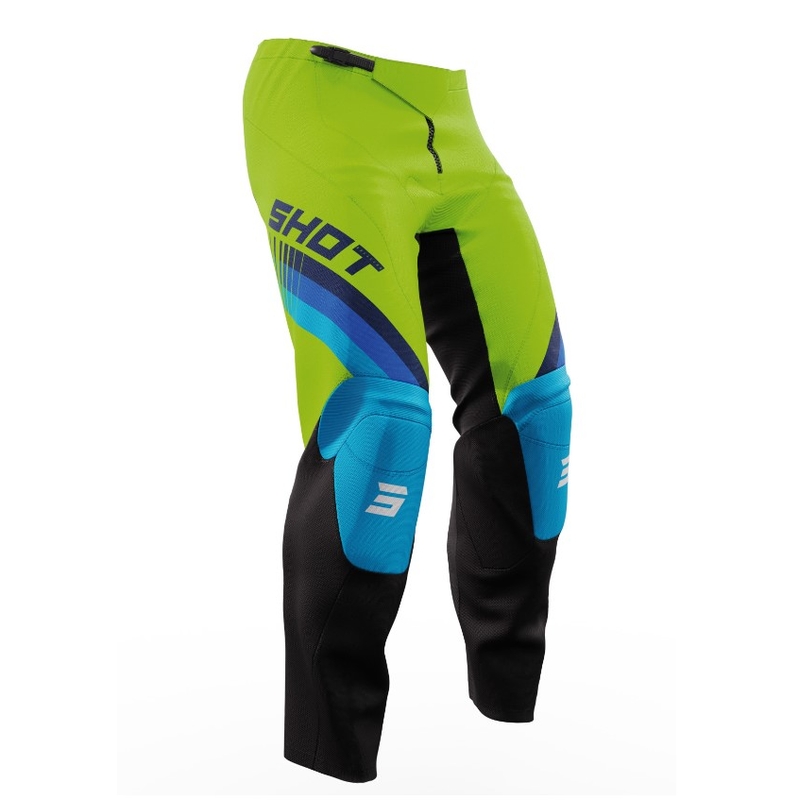 Dětské motokrosové kalhoty Shot Raw Kid Tracer černo-modro-zelené
