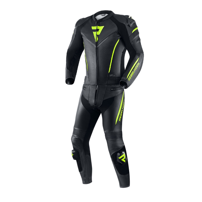 Kombinéza na motorku Rebelhorn Fighter černo-fluo žlutá